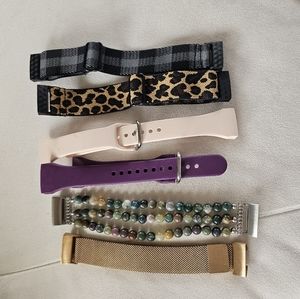Fitbit Charge 3 watch bands, 6 total, 2 elastic, 2 soft rubber, 1 beaded, 1 magn